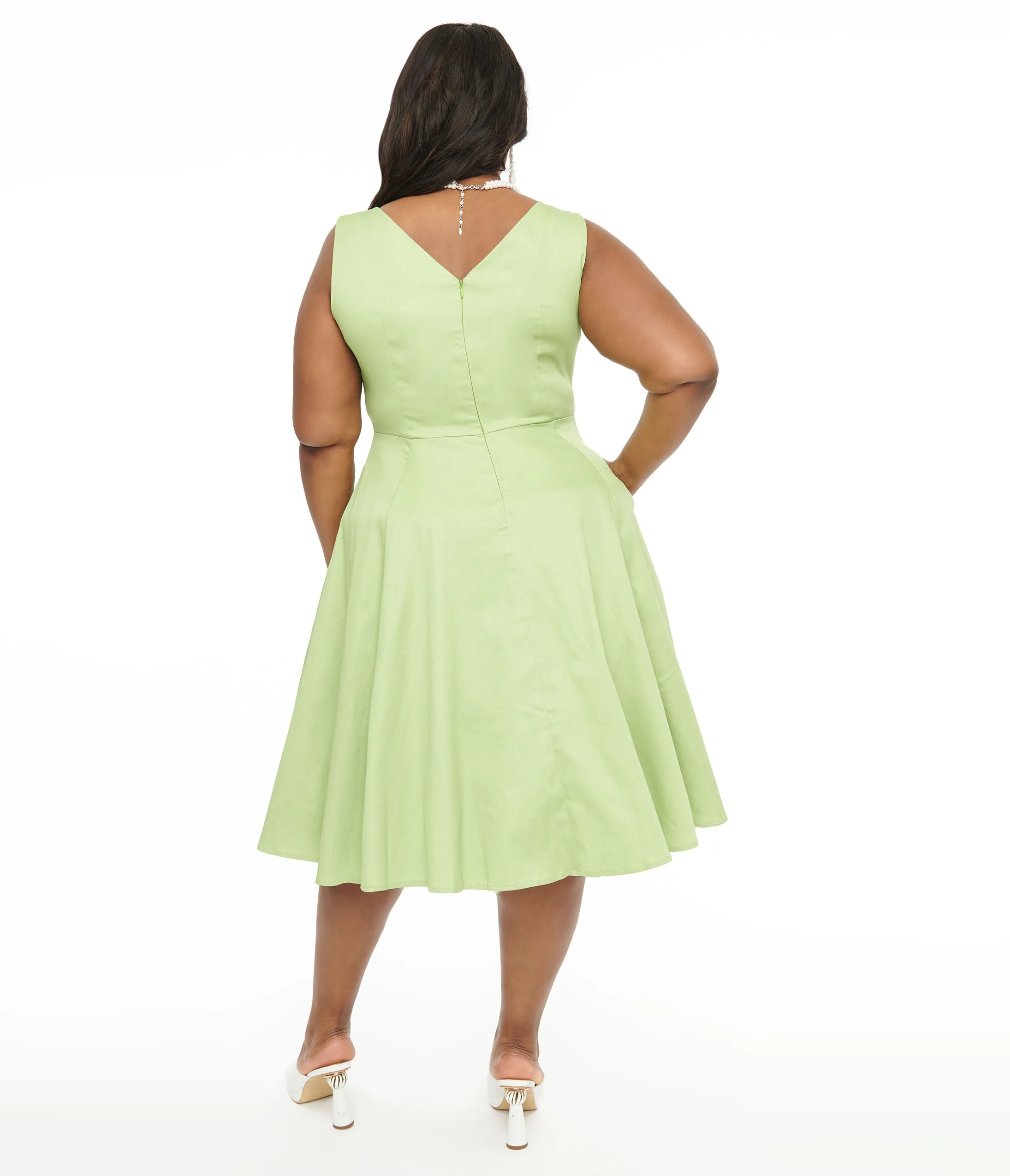 1950s Green Cotton Swing Dress sold by Unique Vintage product image thumbnail 2