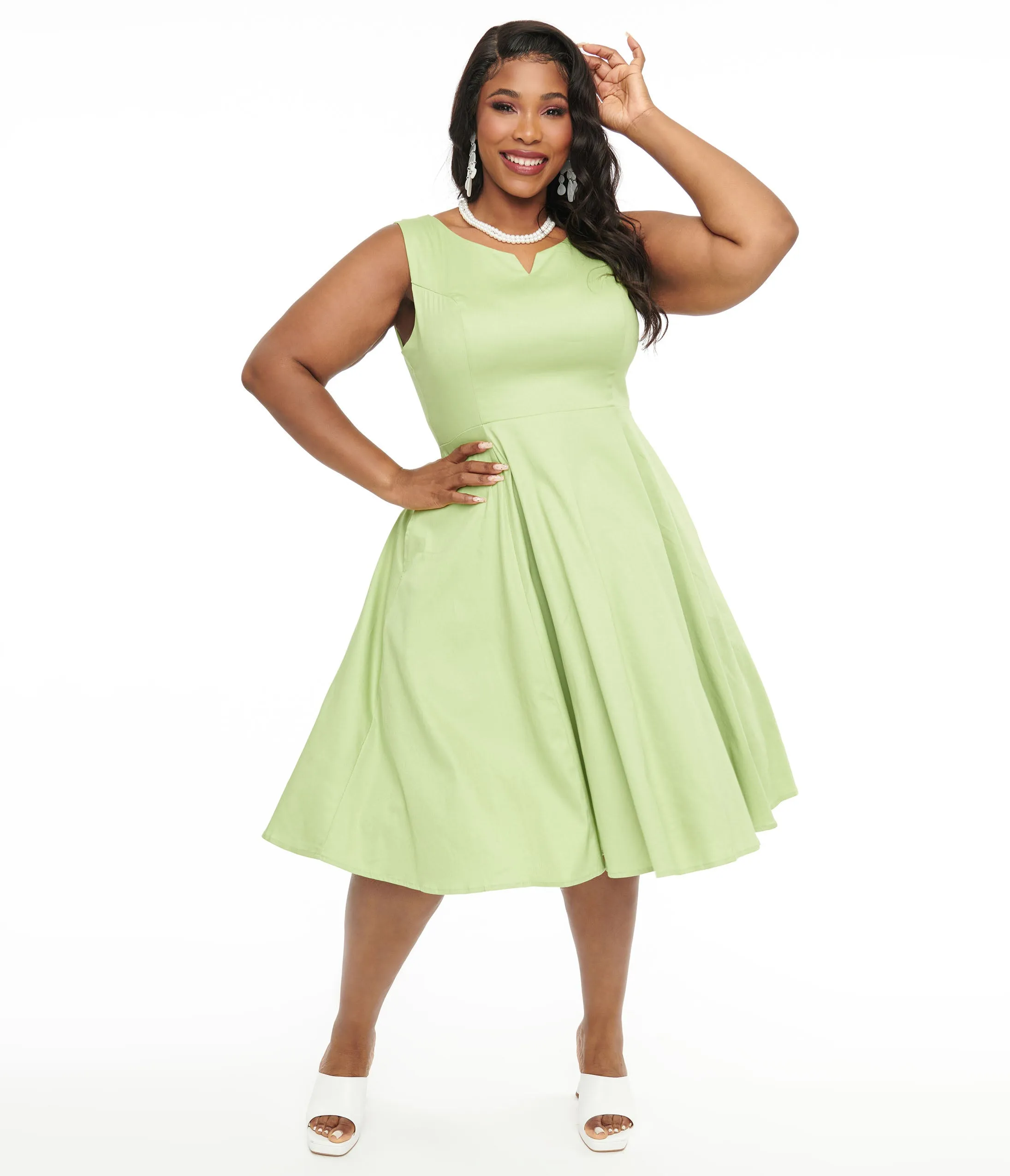 1950s Green Cotton Swing Dress sold by Unique Vintage