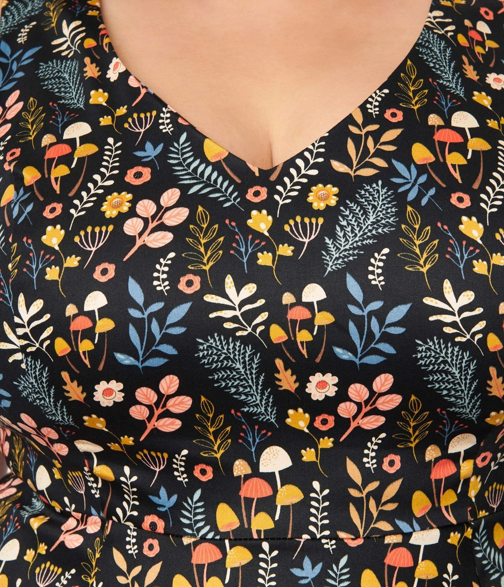 Black Ditsy Woodland Mushroom Swing Dress sold by Unique Vintage product image thumbnail 2