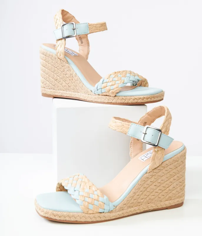 1970s Aqua Getty Wedge Sandals sold by Unique Vintage