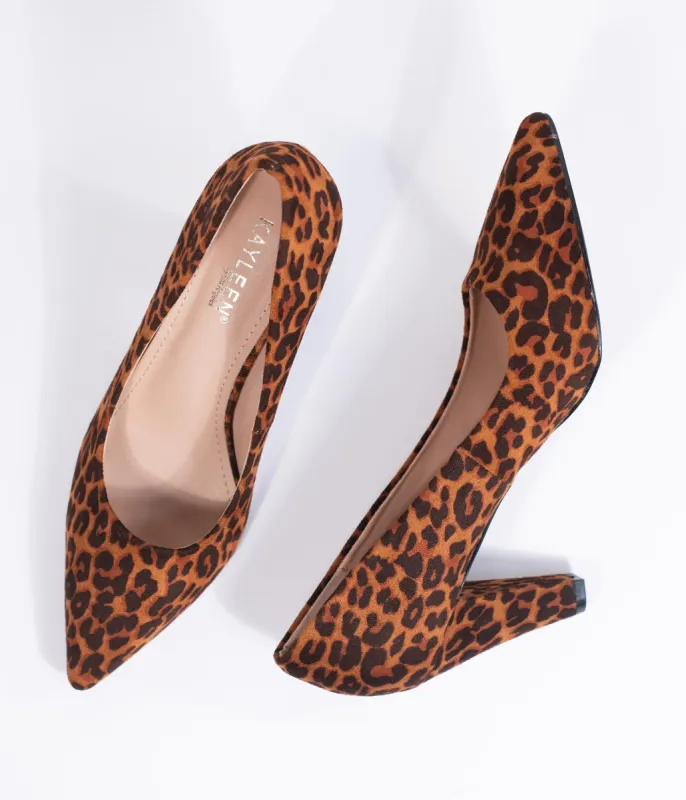 Leopard Print Suede Pointed Toe Heels sold by Unique Vintage