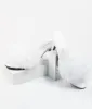 White Marabou Feather Peep Toe Slipper Heel sold by Unique Vintage