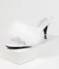 White Marabou Feather Peep Toe Slipper Heel sold by Unique Vintage