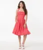 Retro Red & White Floral Halter Kimberly Swing Dress sold by Unique Vintage