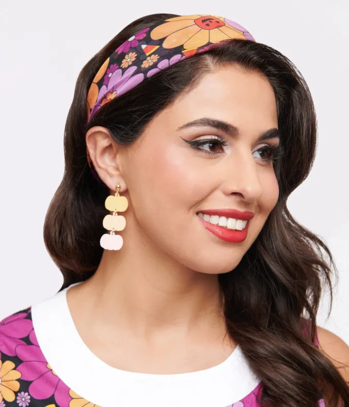 Unique Vintage 1950s Mod Floral Pumpkin Halloween Hair Scarf sold by Unique Vintage