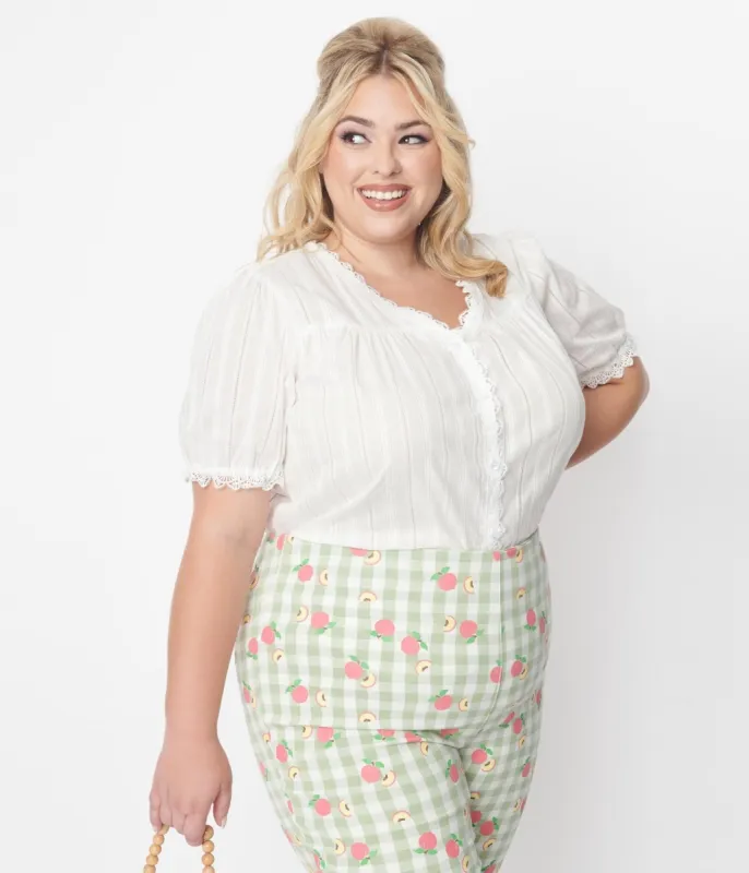 White Lace Button Down Blouse sold by Unique Vintage