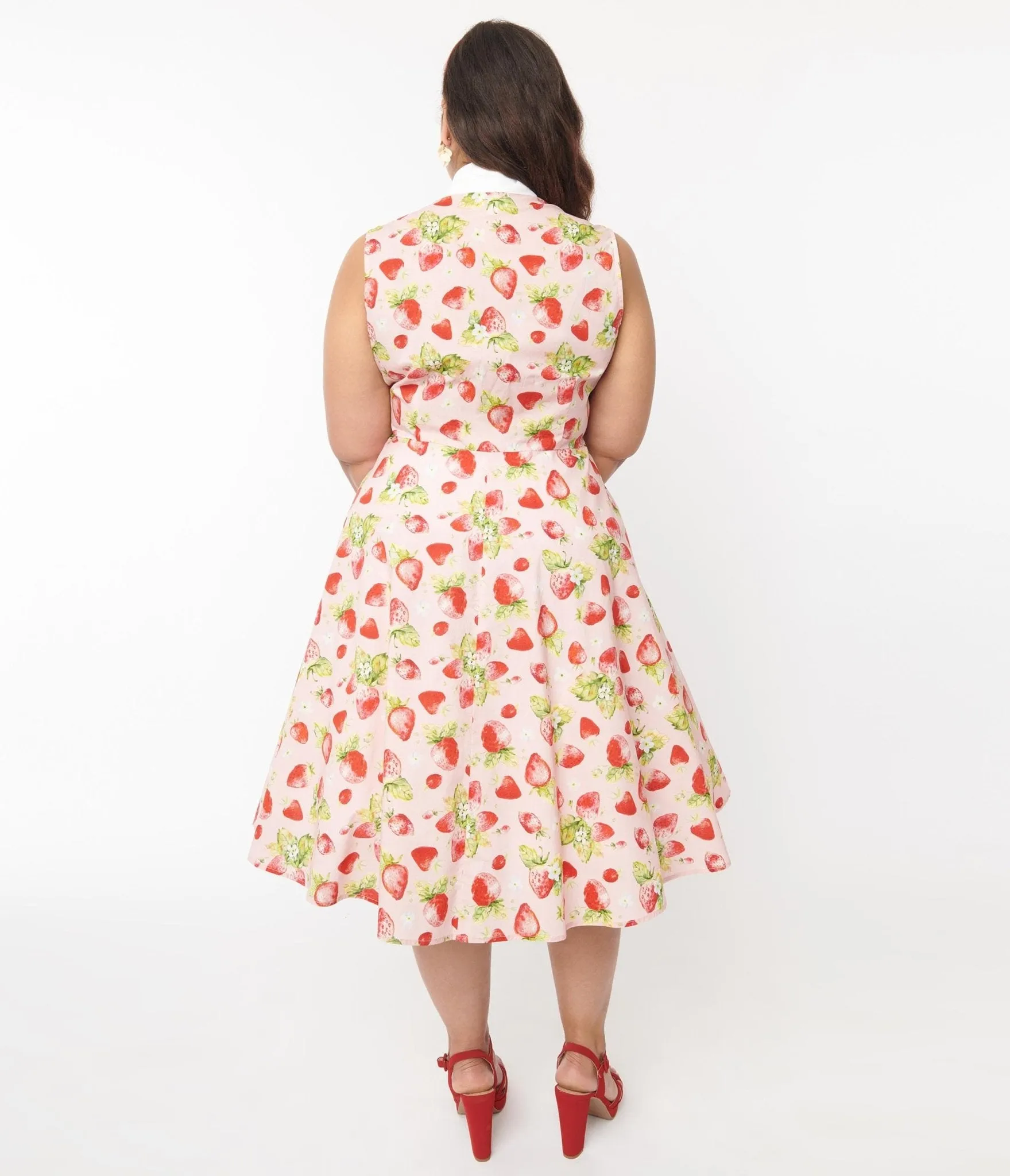 Unique Vintage Pink Strawberries Print Swing Dress sold by Unique Vintage product image thumbnail 3