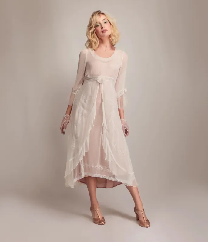 Nataya Ivory & Skyline Blush Dafna Dress sold by Unique Vintage