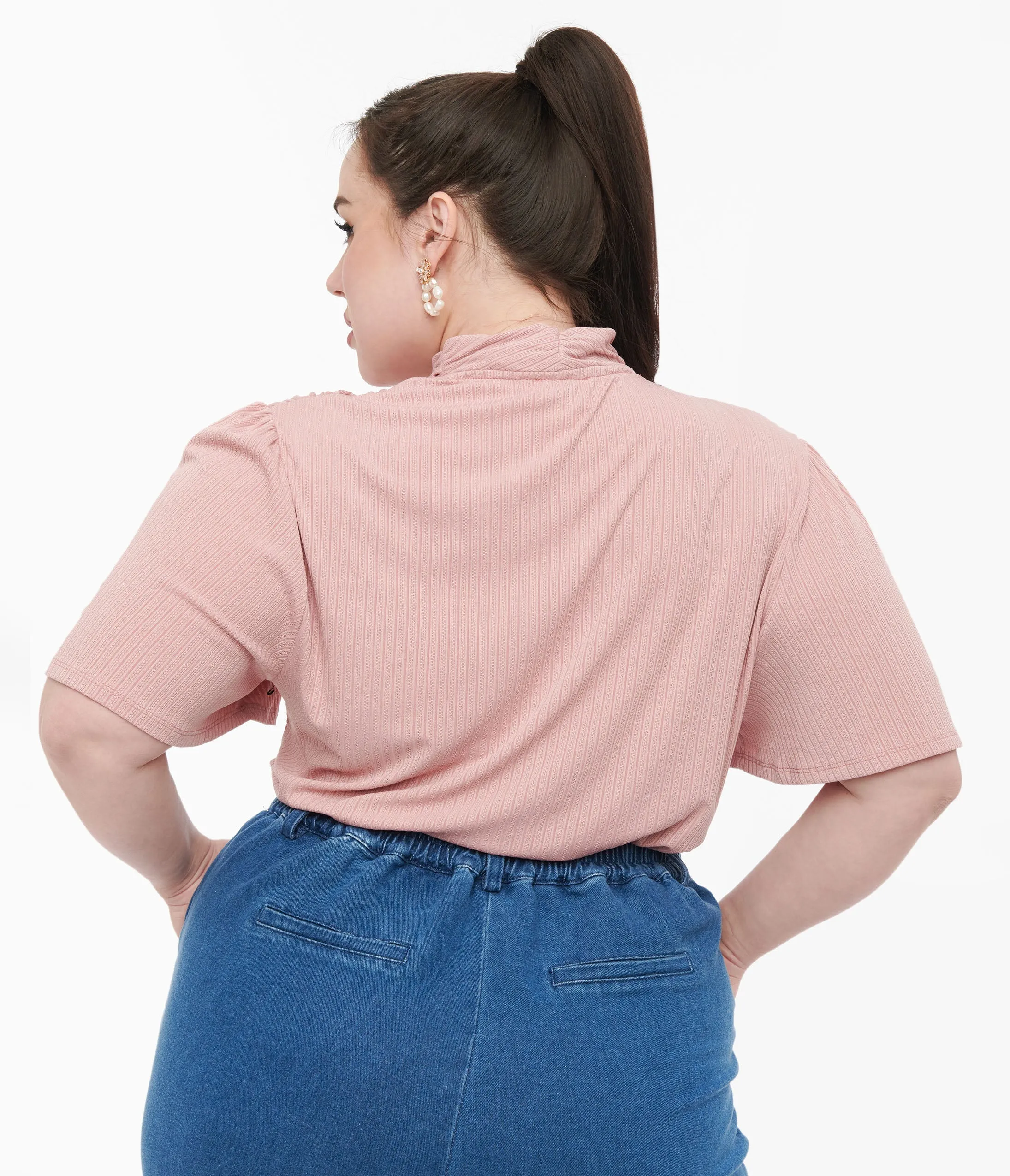 Unique Vintage Plus Size Rose Pink Pointelle Flutter Sleeve Bodysuit sold by Unique Vintage product image thumbnail 2