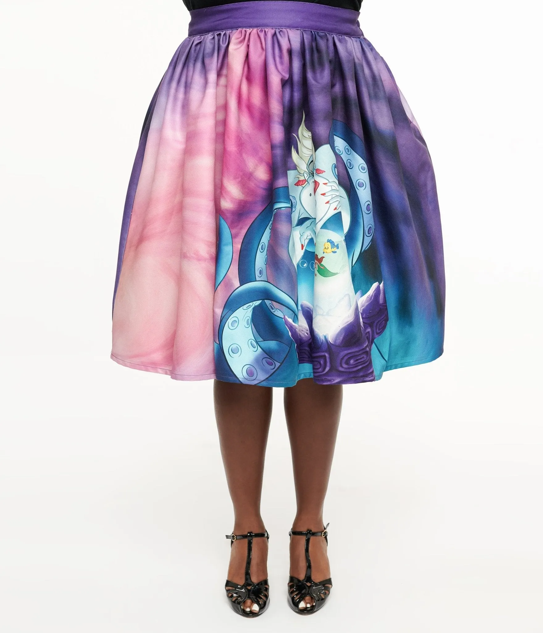 Disney Princess Collection by Unique Vintage Plus Size Ursula & Princess Ariel Print Gellar Swing Skirt sold by Unique Vintage product image thumbnail 2