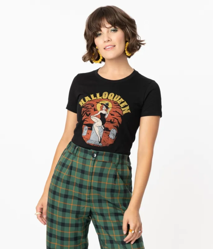 Unique Vintage Black Halloqueen Womens Graphic Tee sold by Unique Vintage