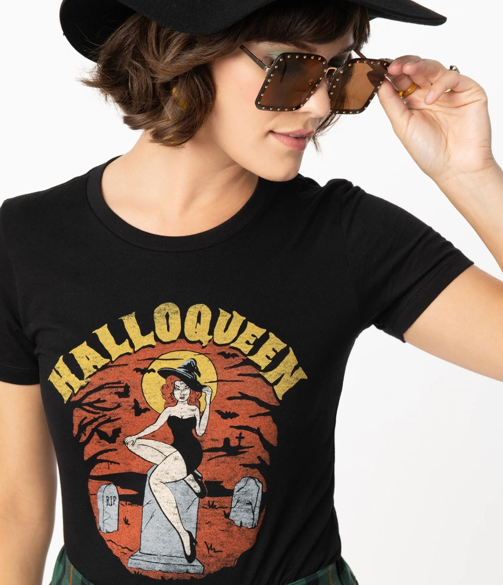 Unique Vintage Black Halloqueen Womens Graphic Tee sold by Unique Vintage product image thumbnail 2