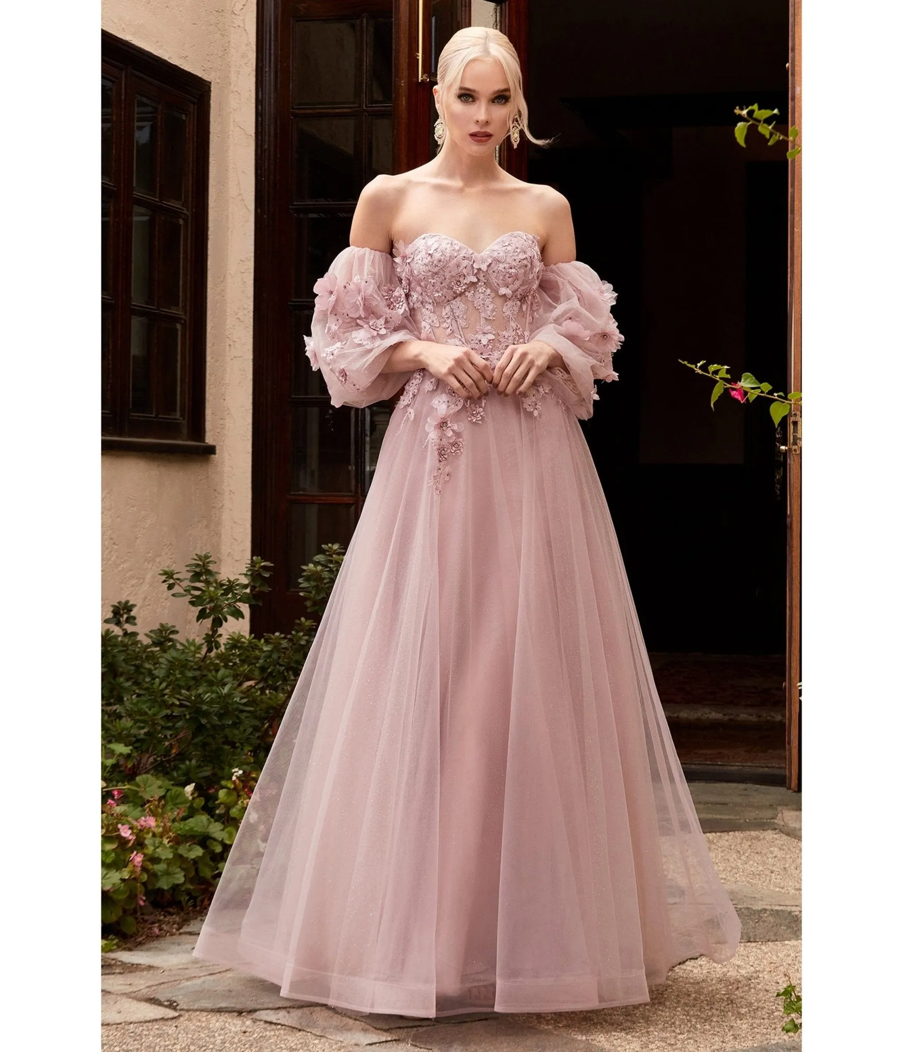 Ladivine by Cinderella Divine Mauve Floral Off The Shoulder