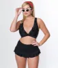 Unique Vintage Black Smocked Ruffle Swim Bottom sold by Unique Vintage