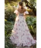 Cinderella Divine White & Pink Floral Organza Corset Prom Ball Gown sold by Unique Vintage
