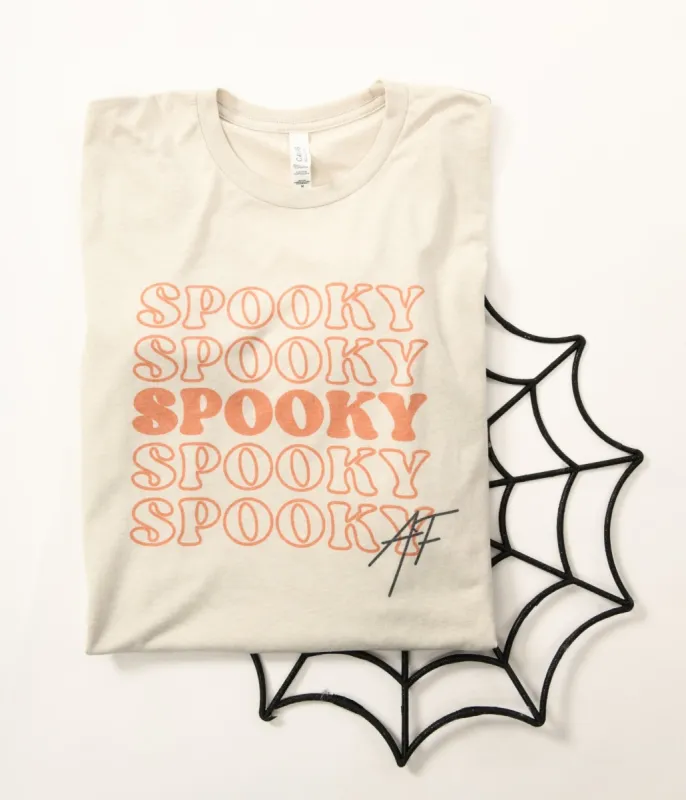 Cream Spooky AF Fitted Graphic Tee sold by Unique Vintage