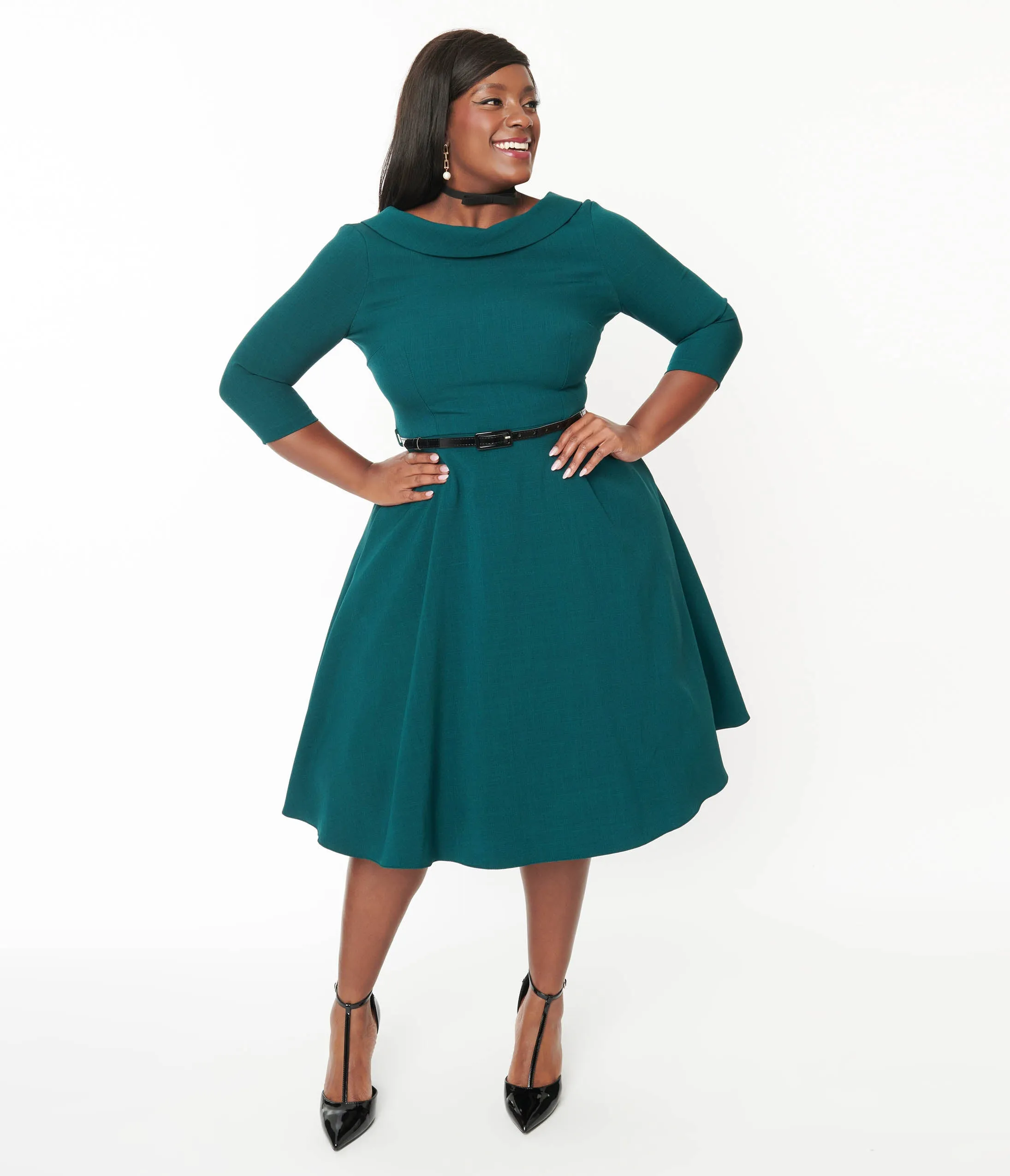 The Pretty Dress Company Forest Green Grace Fit & Flare Dress sold by Unique Vintage product image thumbnail 2