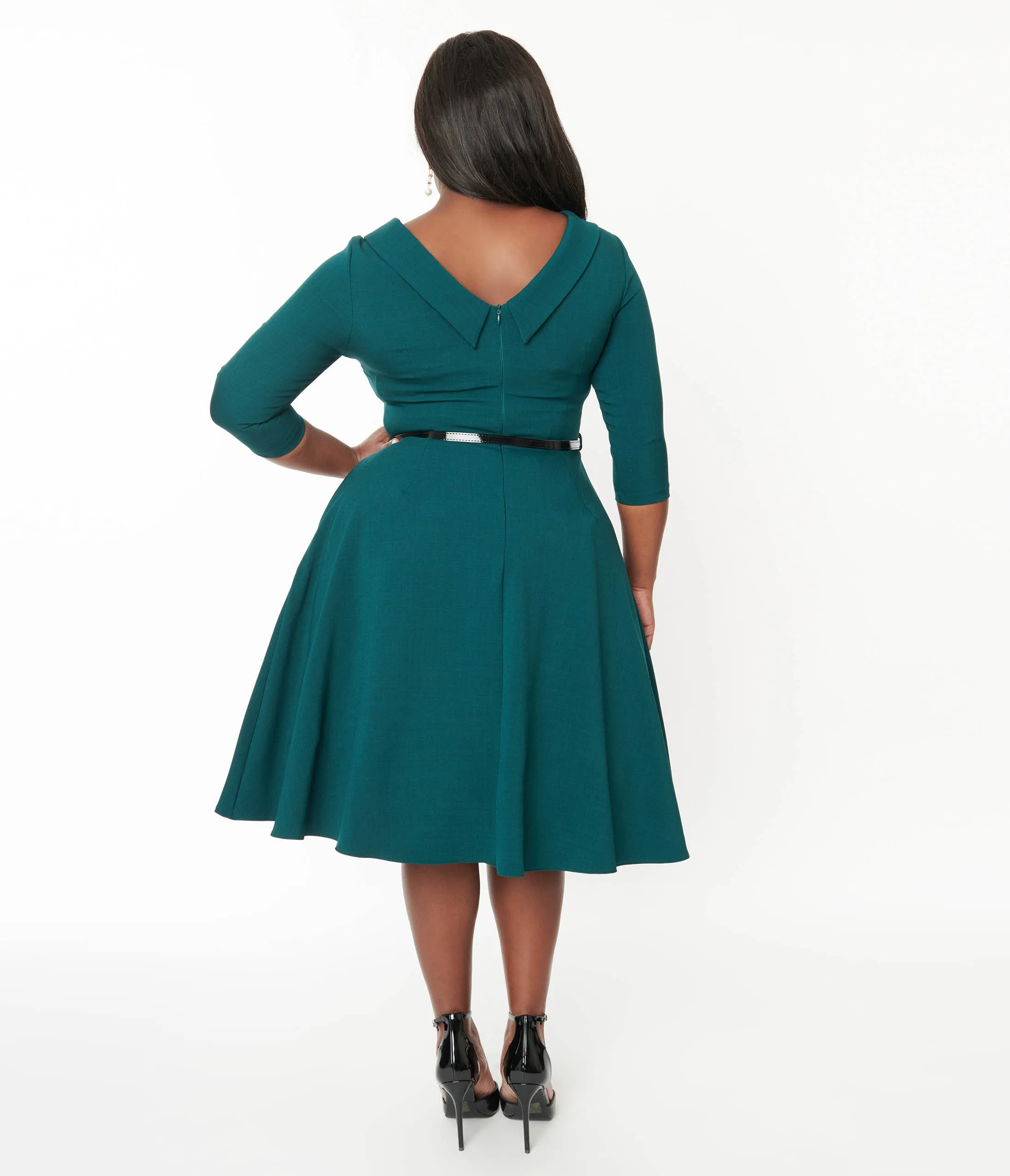 The Pretty Dress Company Forest Green Grace Fit & Flare Dress sold by Unique Vintage product image thumbnail 3