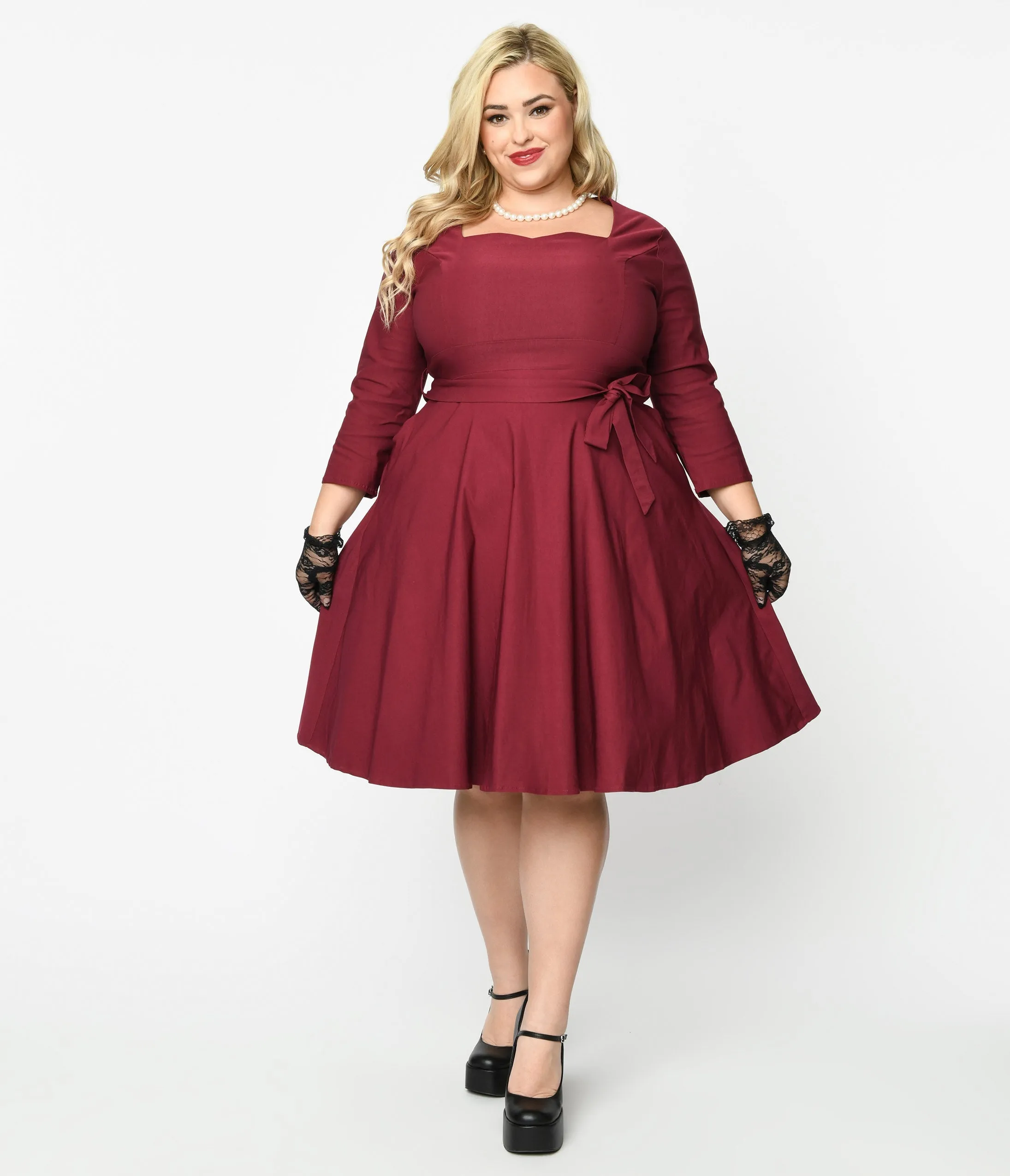 Wine Mira Swing Dress sold by Unique Vintage product image thumbnail 2