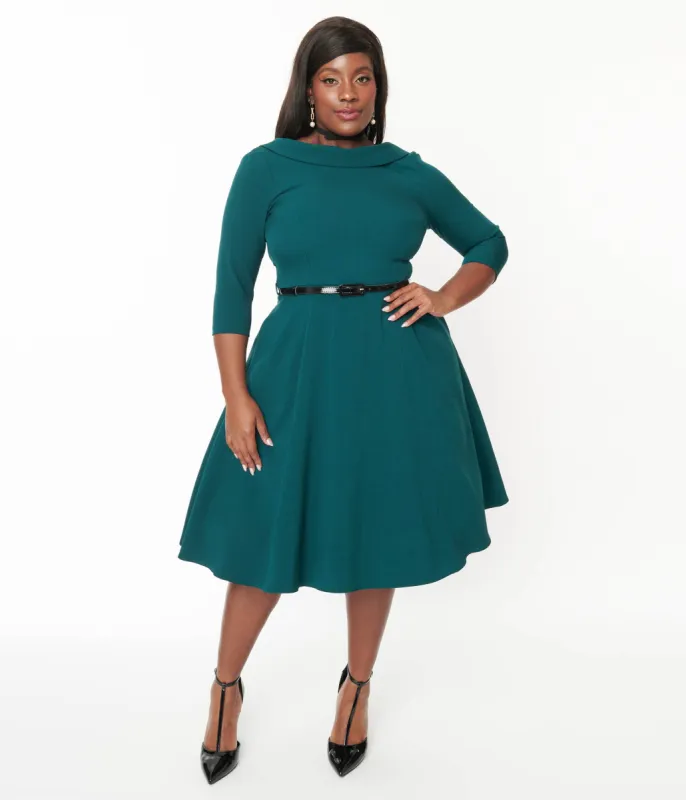 The Pretty Dress Company Forest Green Grace Fit & Flare Dress made by Unique Vintage