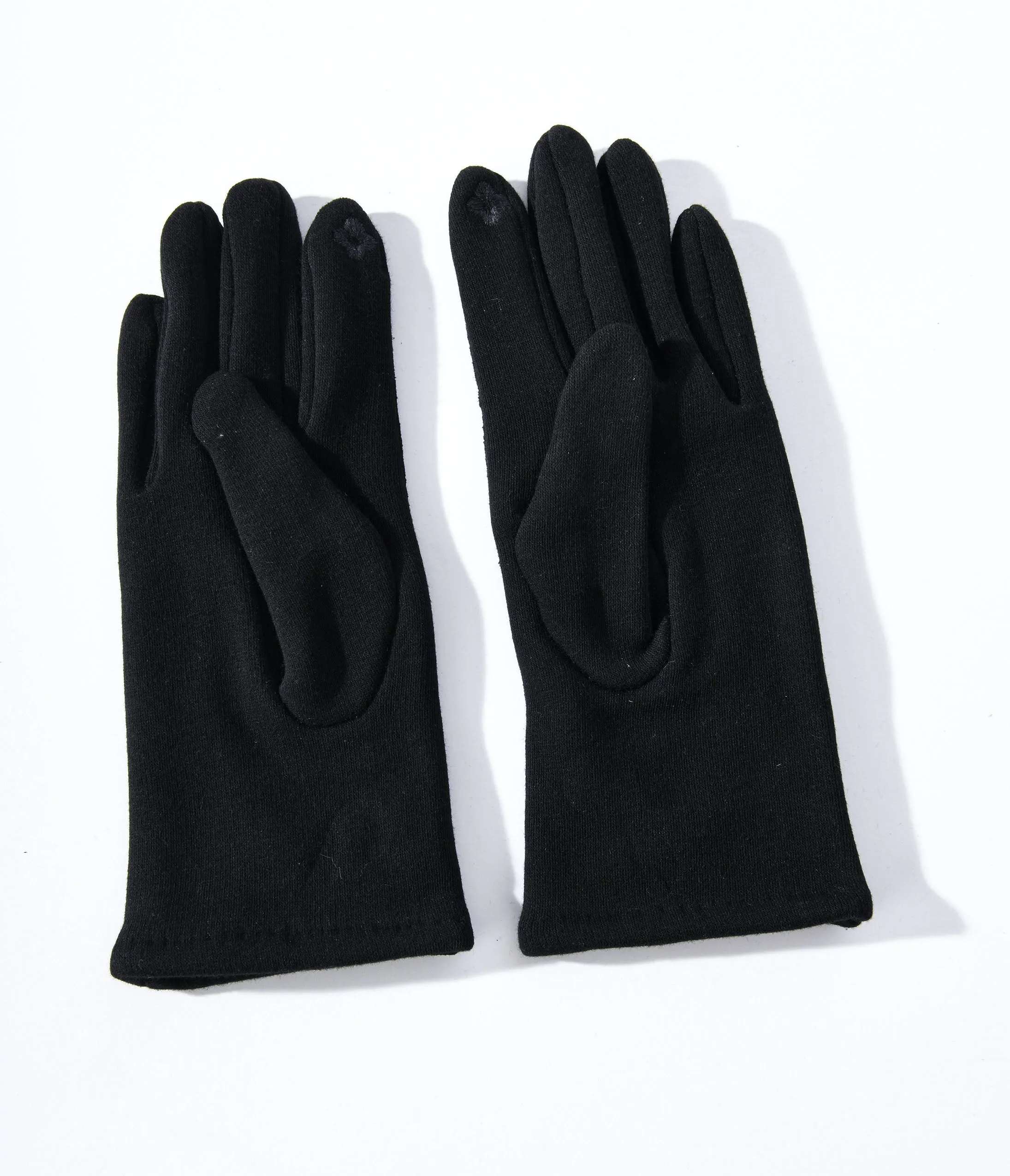 Black Leather Bow Lined Texting Gloves sold by Unique Vintage product image thumbnail 3