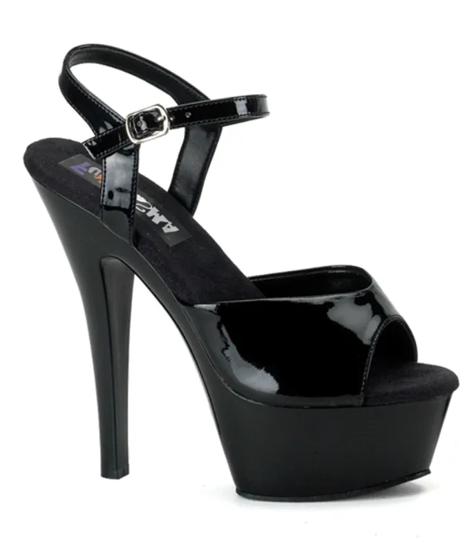 Black Patent Leatherette Platform Sandals sold by Unique Vintage