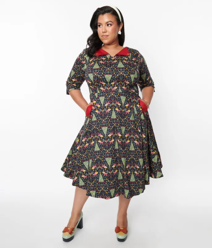Navy Heritage Scandi Swing Dress sold by Unique Vintage