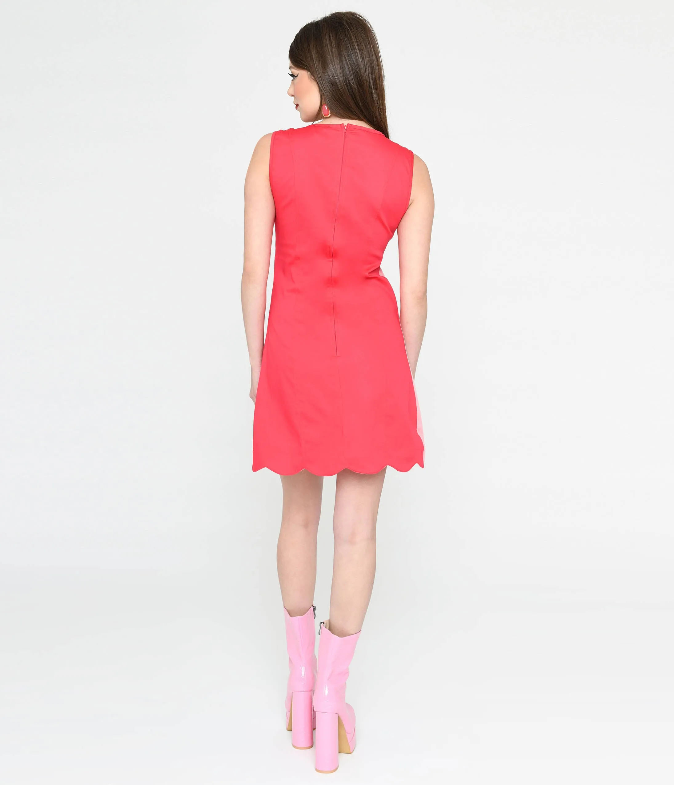 Smak Parlour Hot & Light Pink Stripe Scallop Mini Dress sold by Unique Vintage product image thumbnail 3