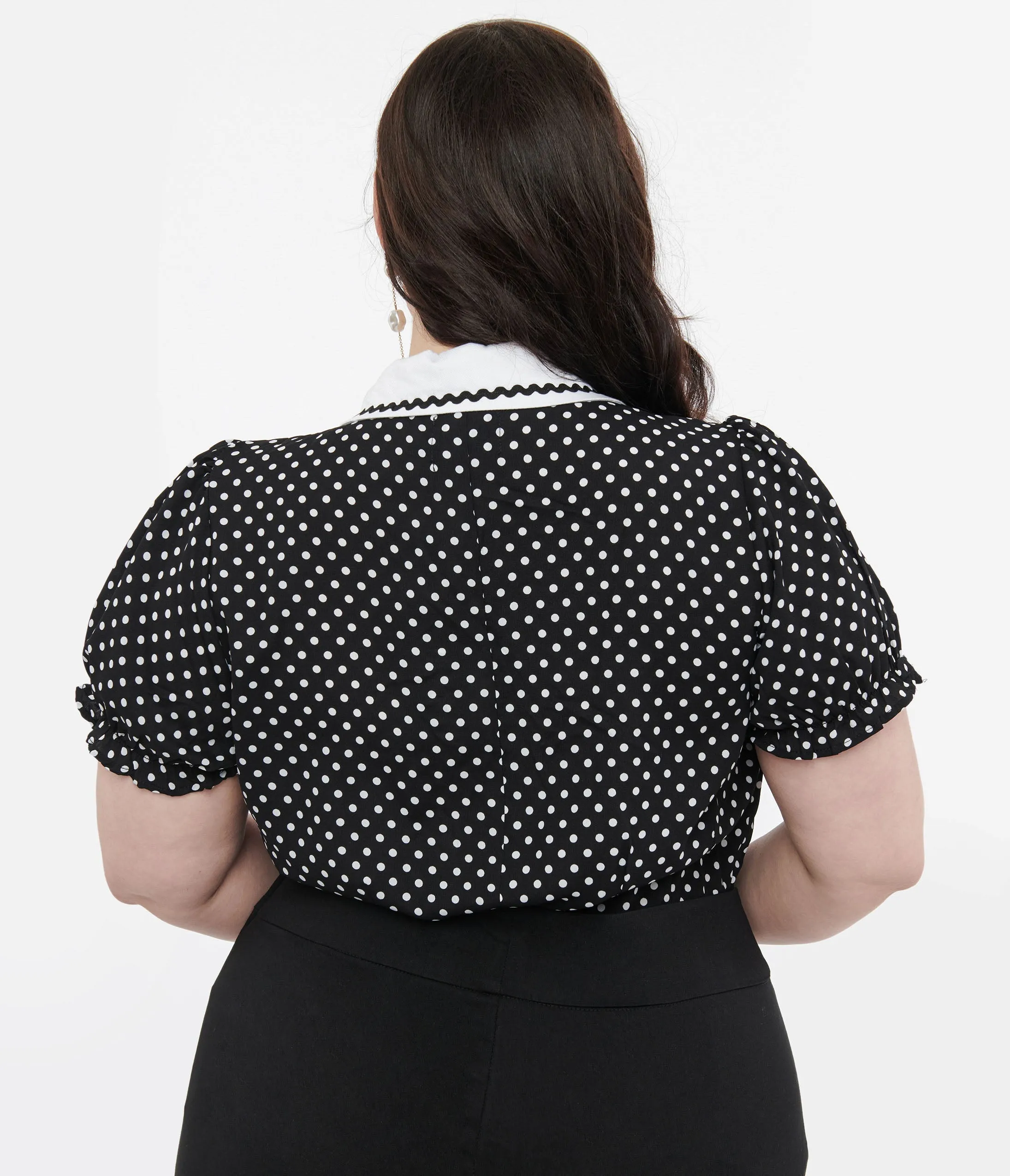 Hell Bunny Plus Size 1950s Black & White Polka Dot Naomi Blouse sold by Unique Vintage product image thumbnail 2