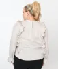 Cream Striped Scallop Ruffle Blouse sold by Unique Vintage