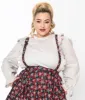 Cream Striped Scallop Ruffle Blouse sold by Unique Vintage