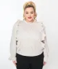 Cream Striped Scallop Ruffle Blouse sold by Unique Vintage