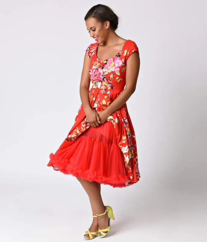 Unique Vintage Red Retro Style Ruffled Petticoat sold by Unique Vintage