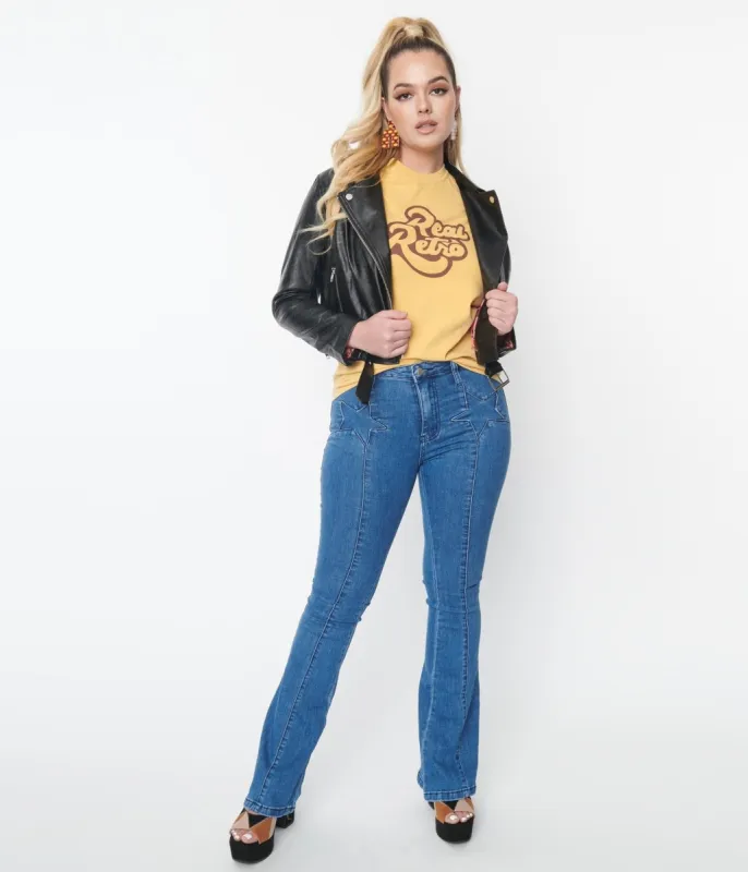 1970s Medium Denim Star Jeans sold by Unique Vintage