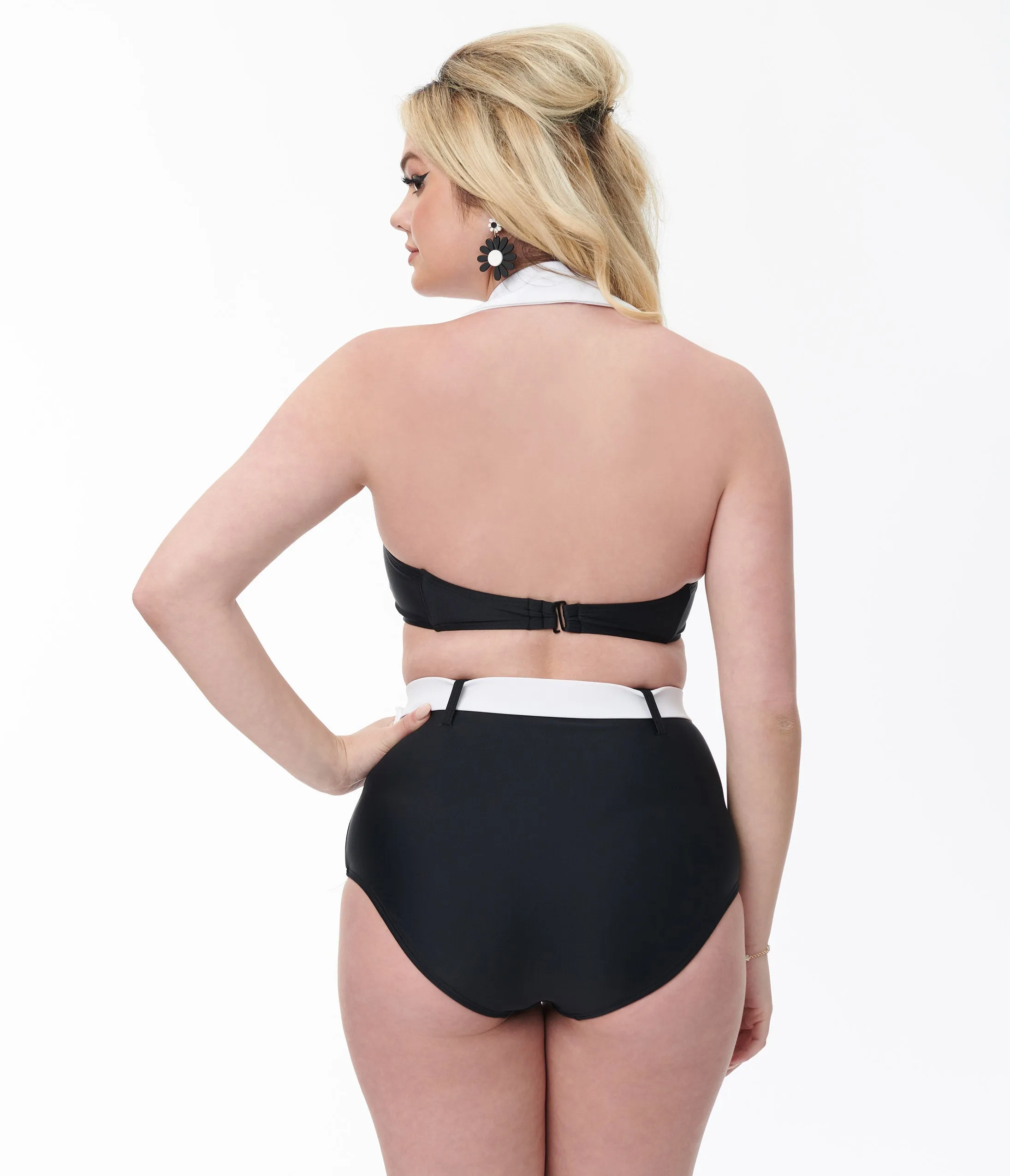 Unique Vintage Black & White Belted Swim Bottoms sold by Unique Vintage product image thumbnail 2