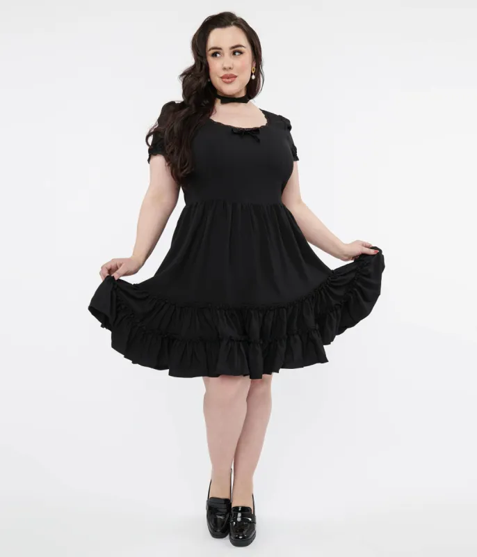 Hell Bunny Plus Size Black Annette Mini Dress sold by Unique Vintage