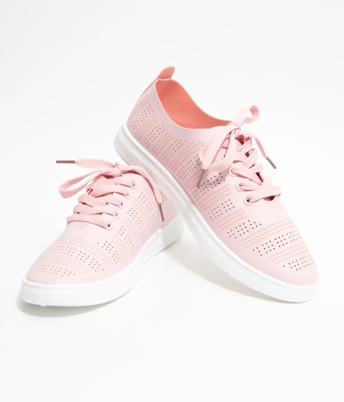 Light Pink Perforated Sneakers sold by Unique Vintage