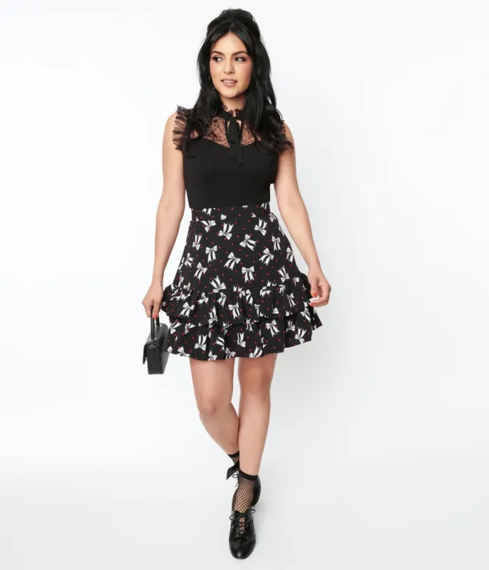Hell Bunny Black Bow & Dots Bobbie Skirt sold by Unique Vintage