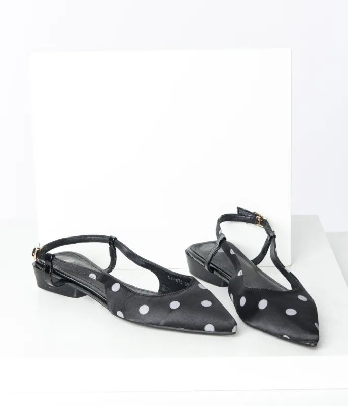 Black & White Polka Dot Slingback Flats sold by Unique Vintage