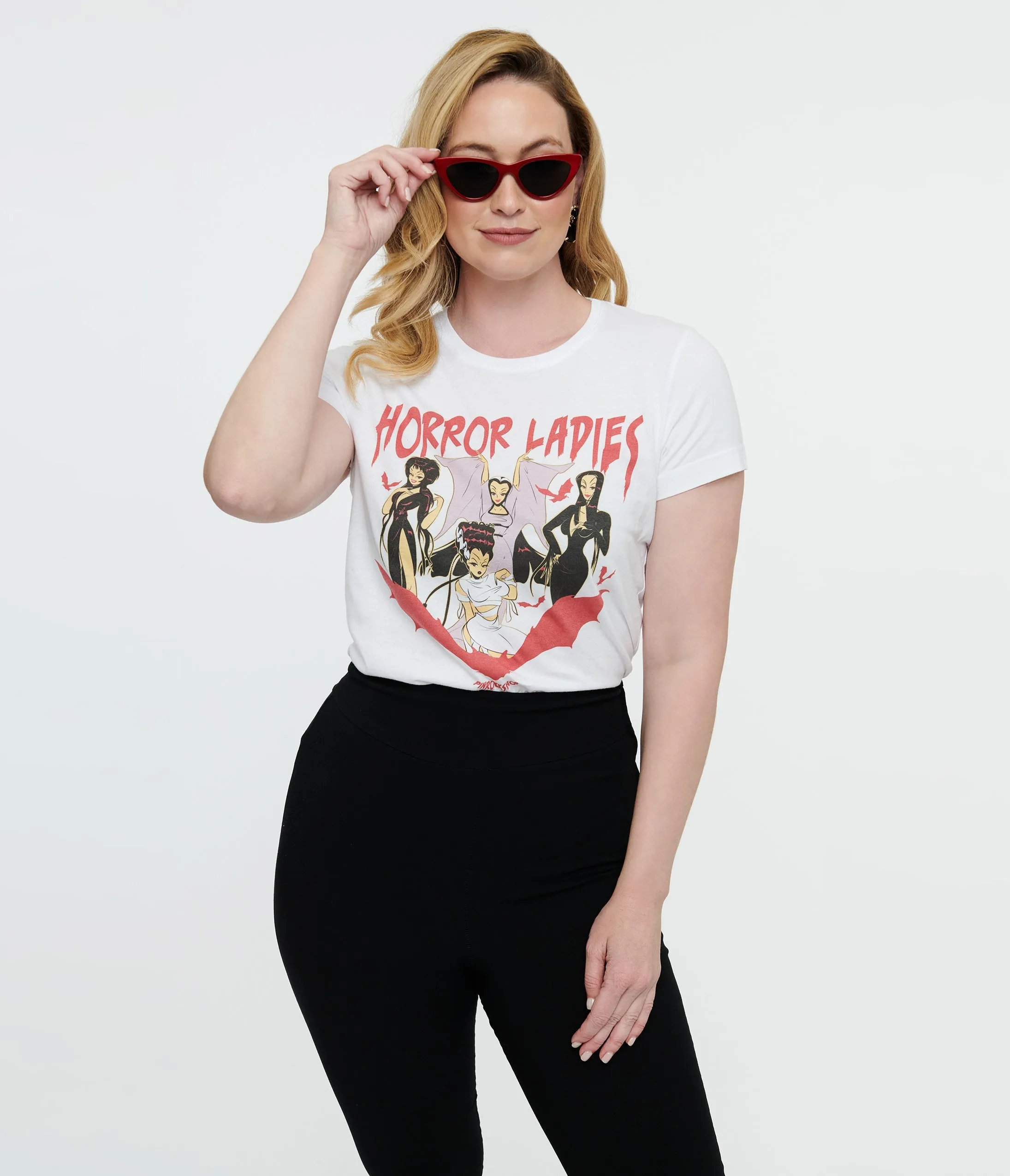 White Horror Ladies Fitted Graphic Tee sold by Unique Vintage