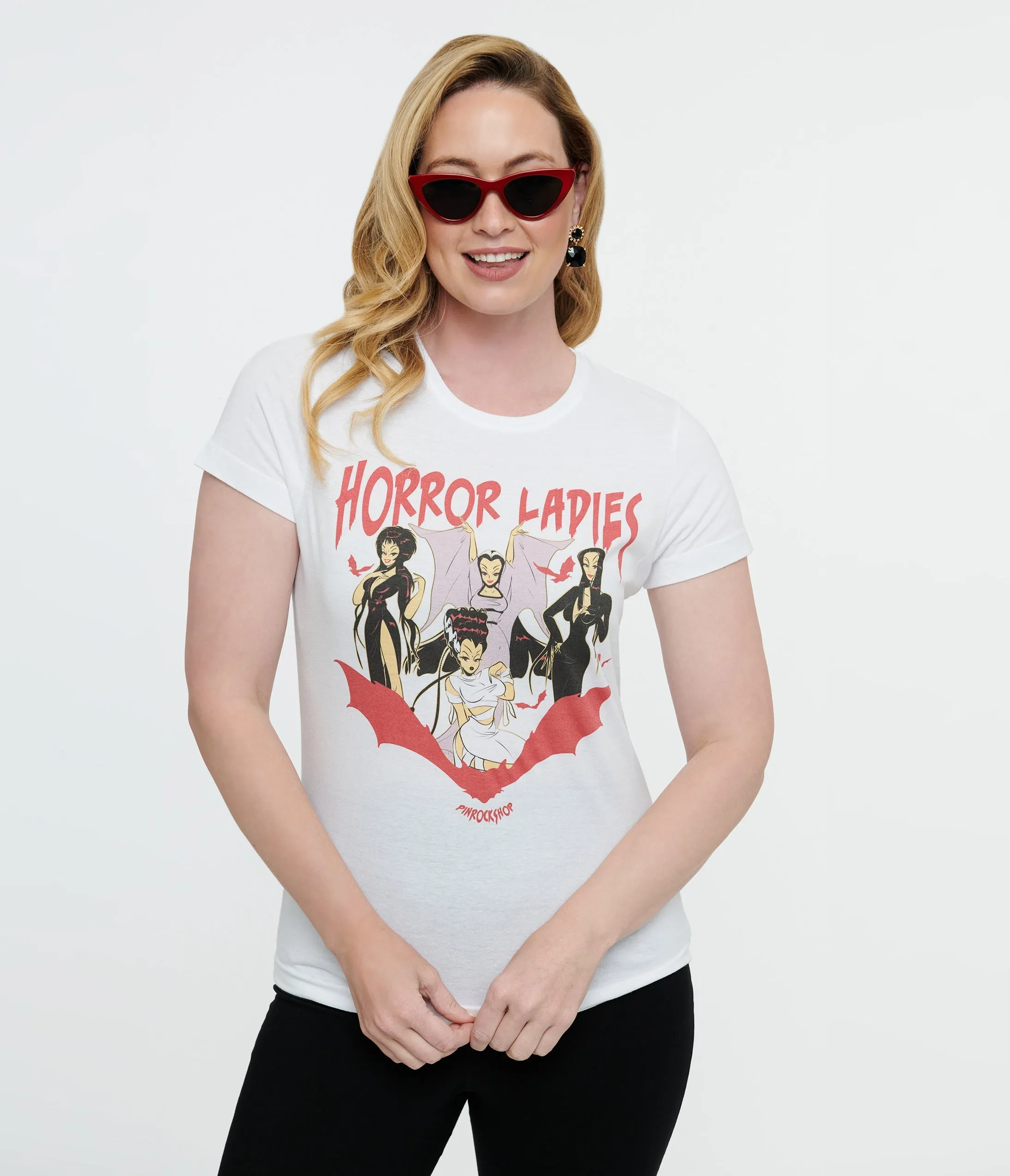White Horror Ladies Fitted Graphic Tee sold by Unique Vintage product image thumbnail 3