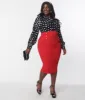 Unique Vintage 1950s Plus Size Red Sailor High Waist Sierra Pencil Skirt sold by Unique Vintage