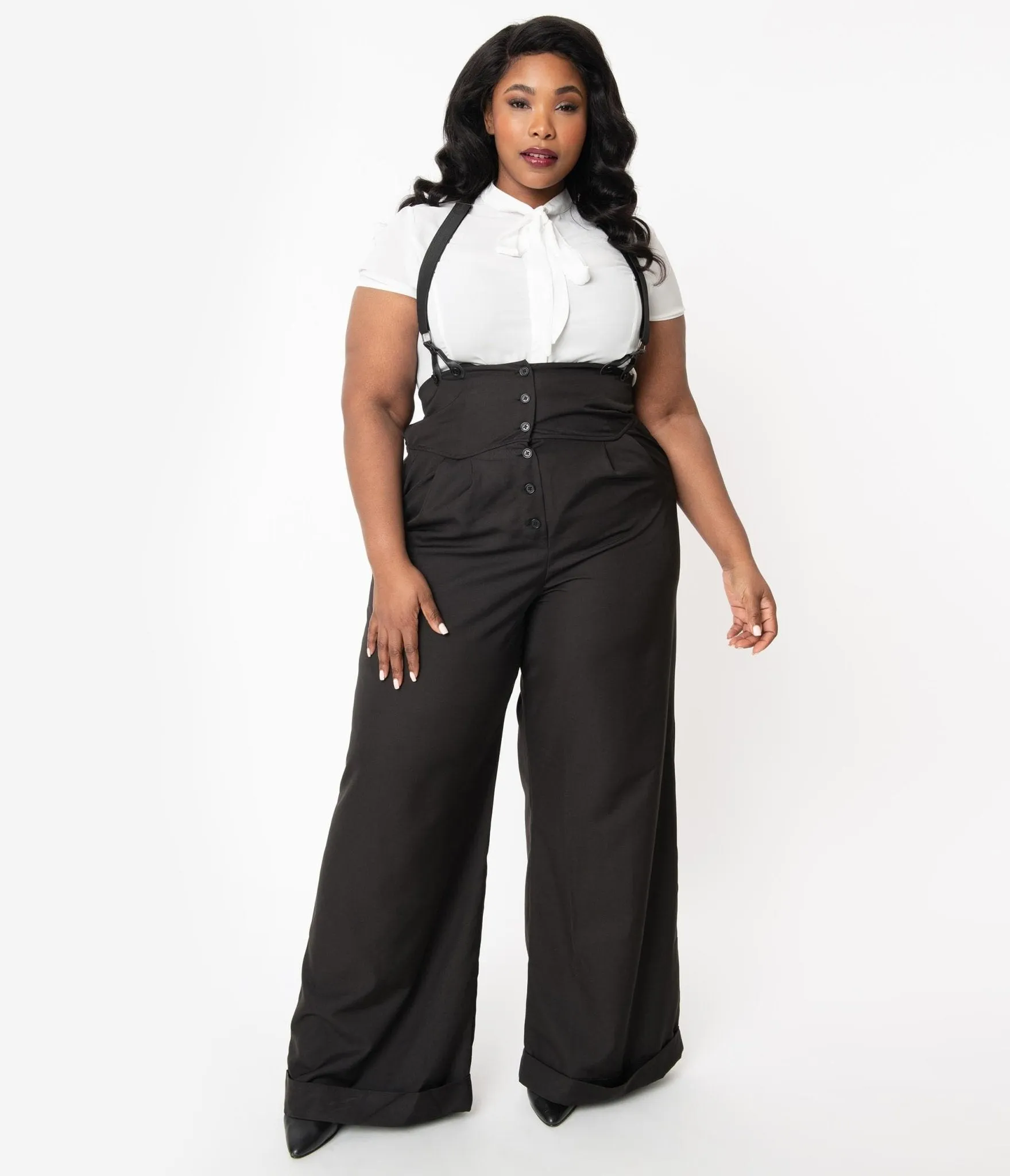 Unique Vintage Plus Size 1930s Black Thelma Suspender Pants sold by Unique Vintage product image thumbnail 3