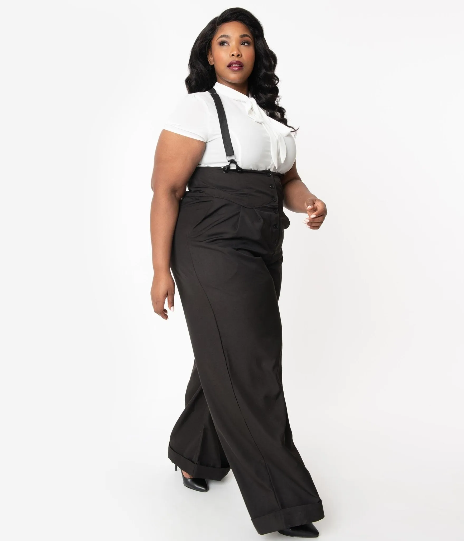 Unique Vintage Plus Size 1930s Black Thelma Suspender Pants sold by Unique Vintage product image thumbnail 4
