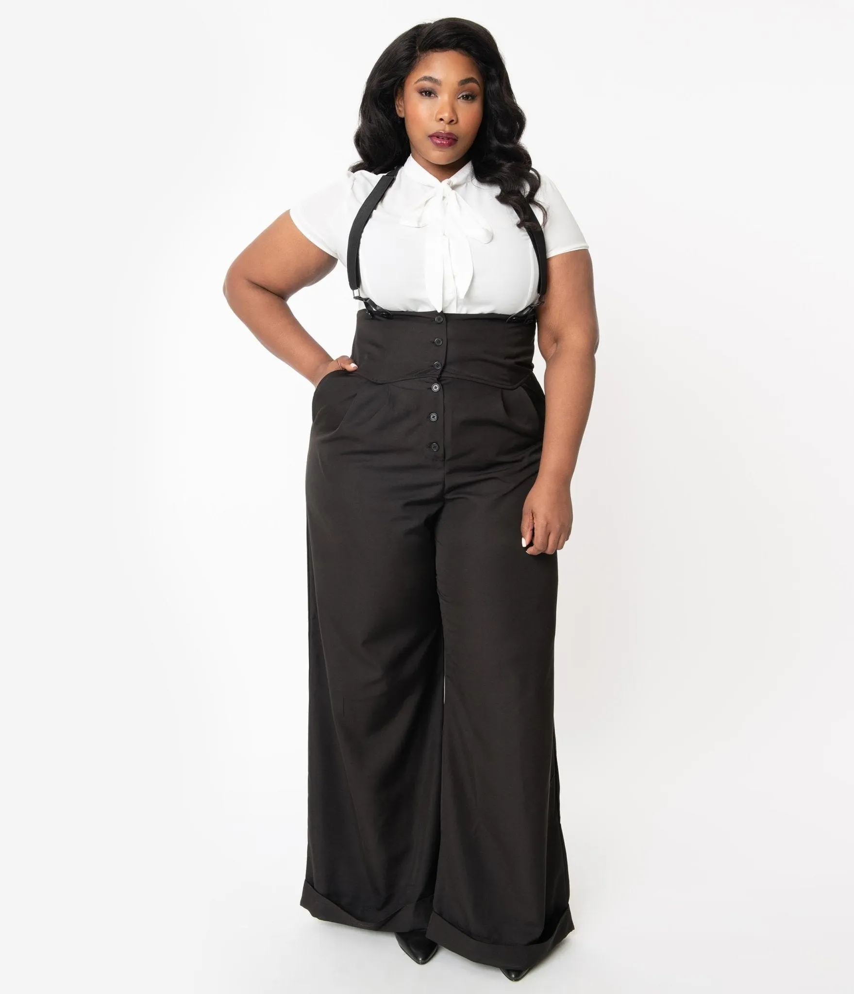 Unique Vintage Plus Size 1930s Black Thelma Suspender Pants sold by Unique Vintage product image thumbnail 5