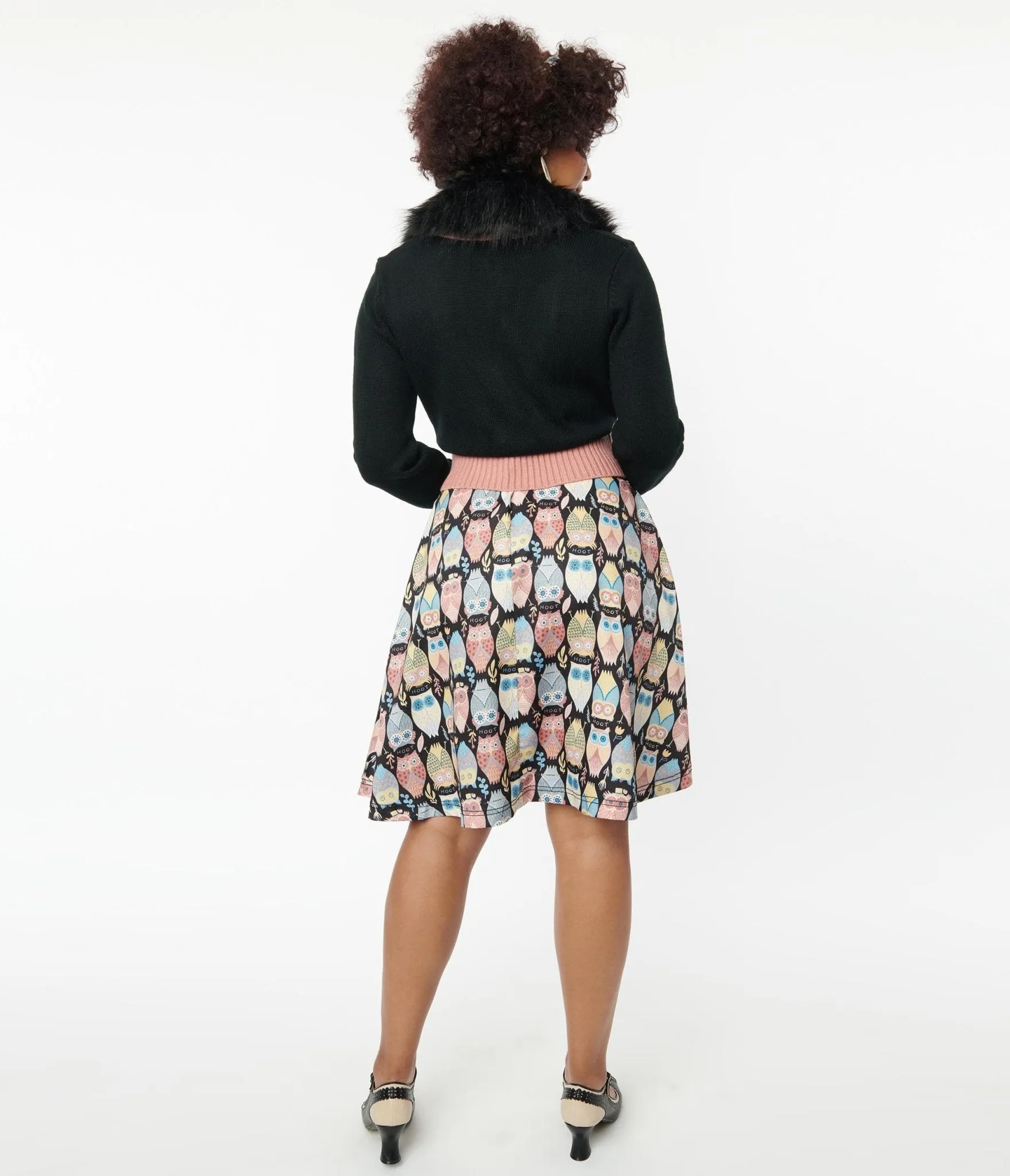 Unique Vintage Multicolor Owl Hoot Print Swing Skirt sold by Unique Vintage product image thumbnail 3