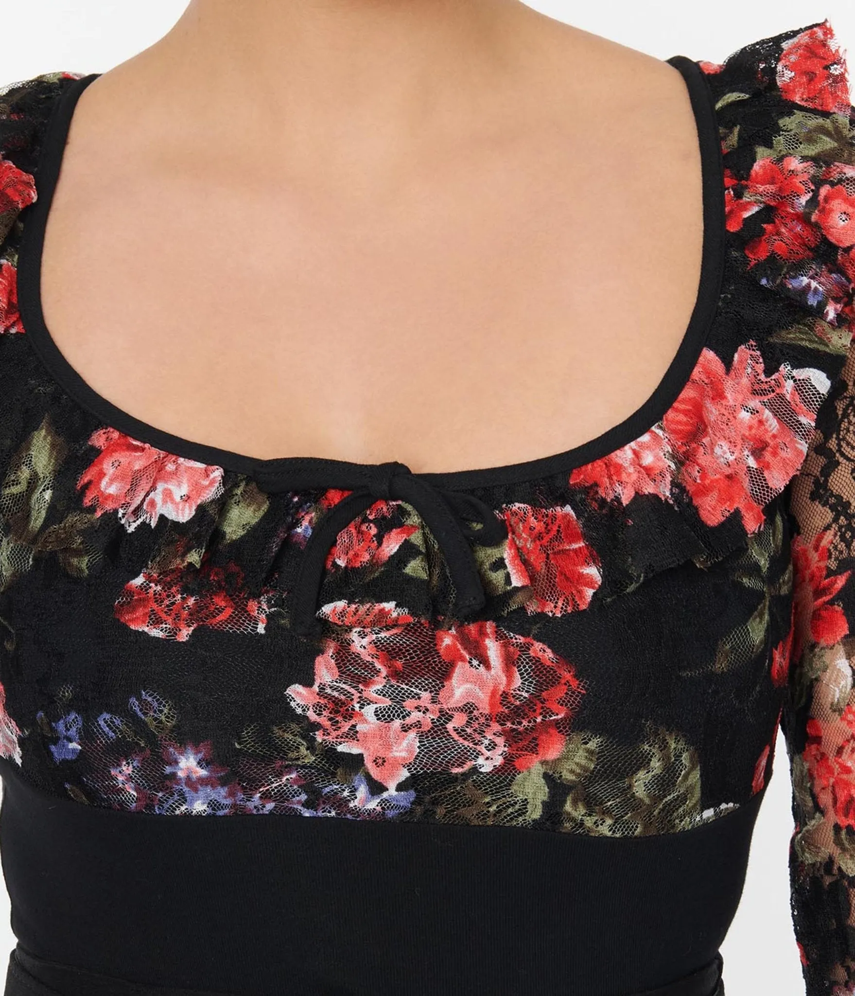 Unique Vintage Black Floral Lace Knit Blouse sold by Unique Vintage product image thumbnail 3