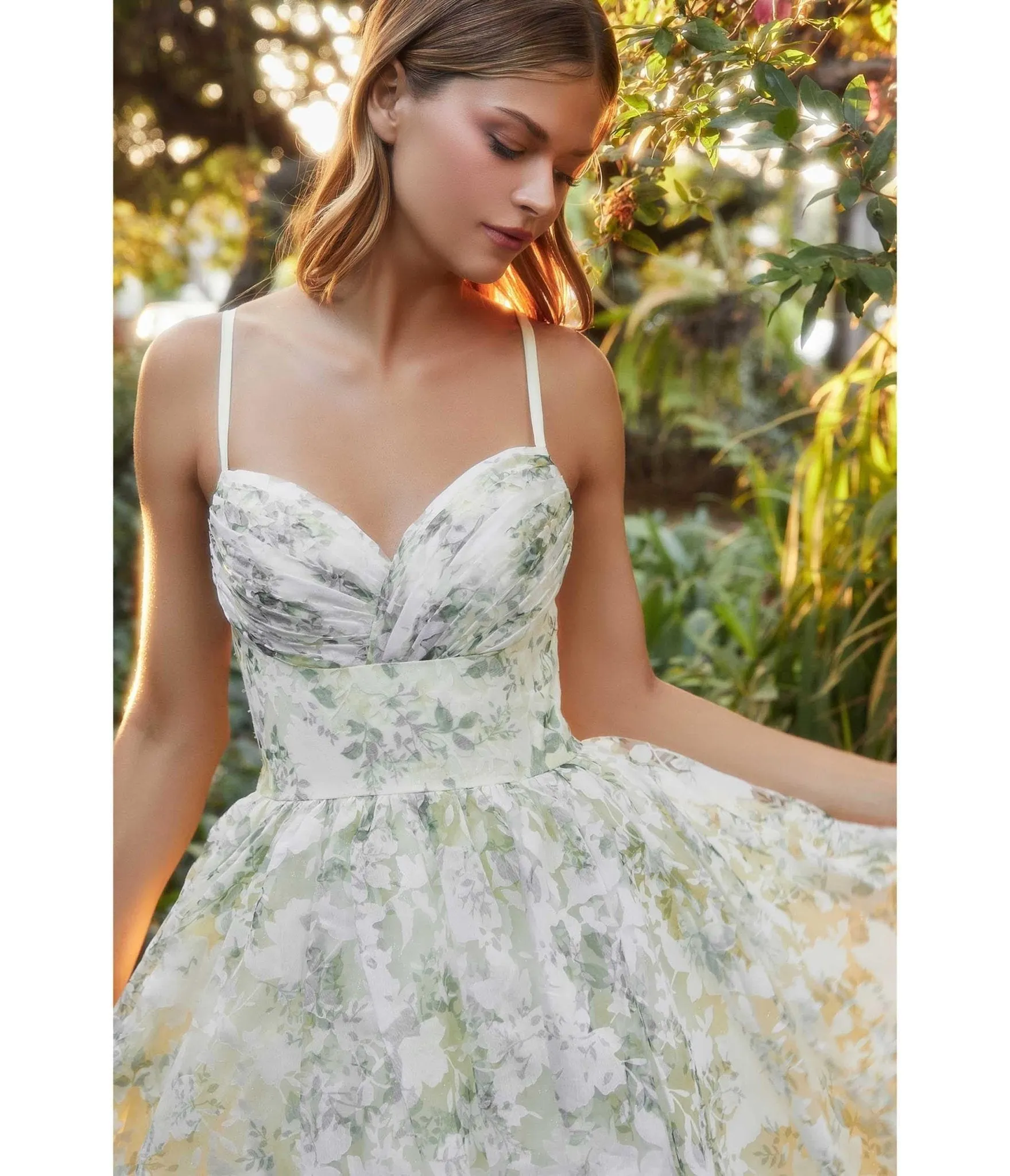Cinderella Divine Light Yellow Floral Organza Prom Bridesmaid Gown sold by Unique Vintage product image thumbnail 2