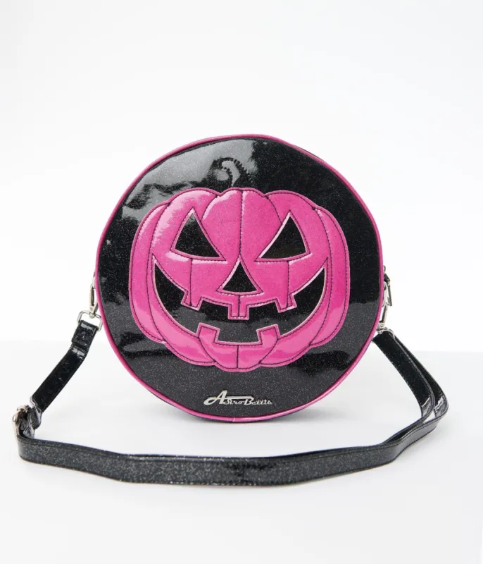 Pink Jack-O-Lantern Leatherette Handbag sold by Unique Vintage
