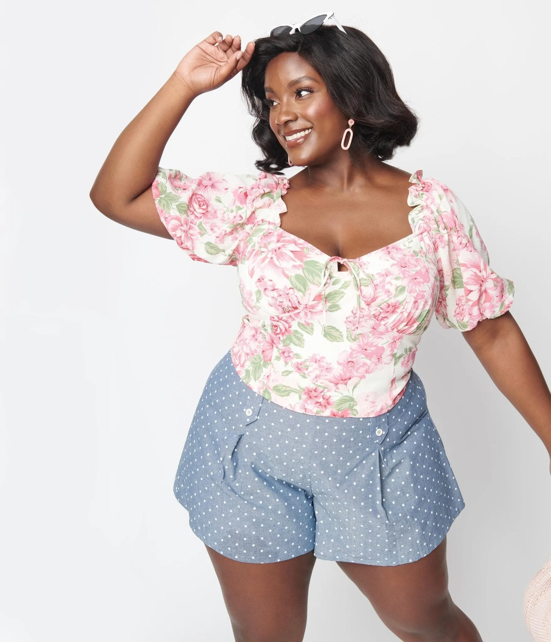 Plus Size Ivory Floral Truth Be Told Viviana Crop Top sold by Unique Vintage product image thumbnail 5